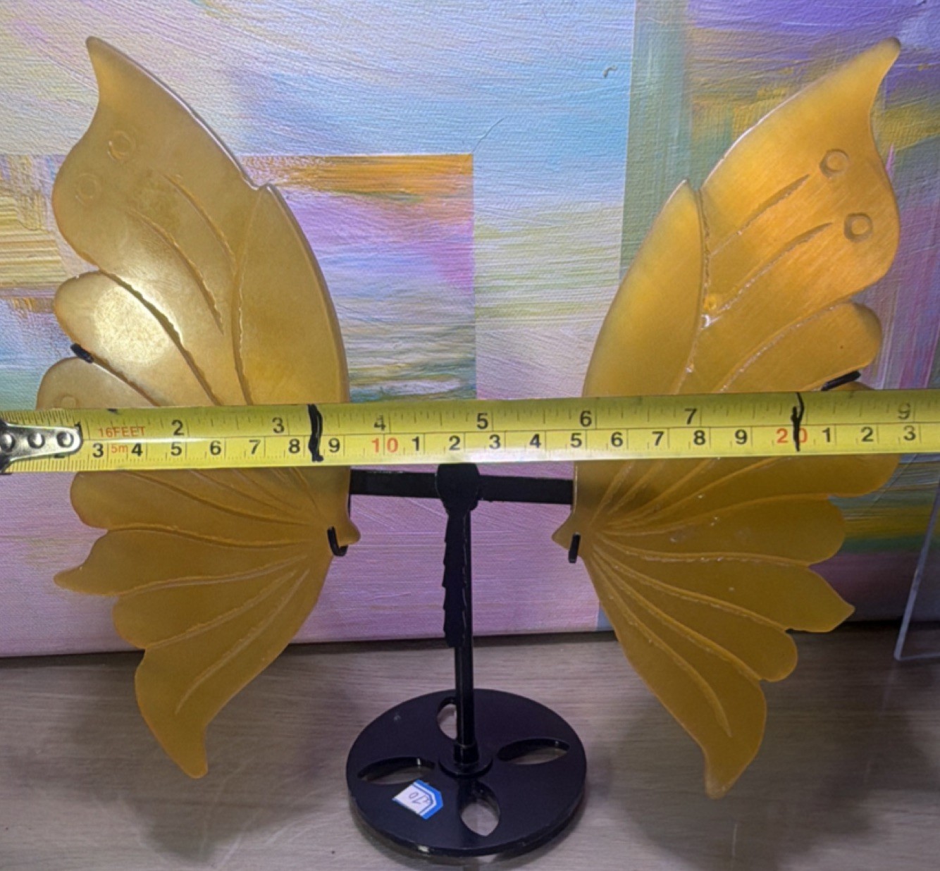 Cristal stone honeycomb dragonfly wings 12″ x 10″ ￼with stand