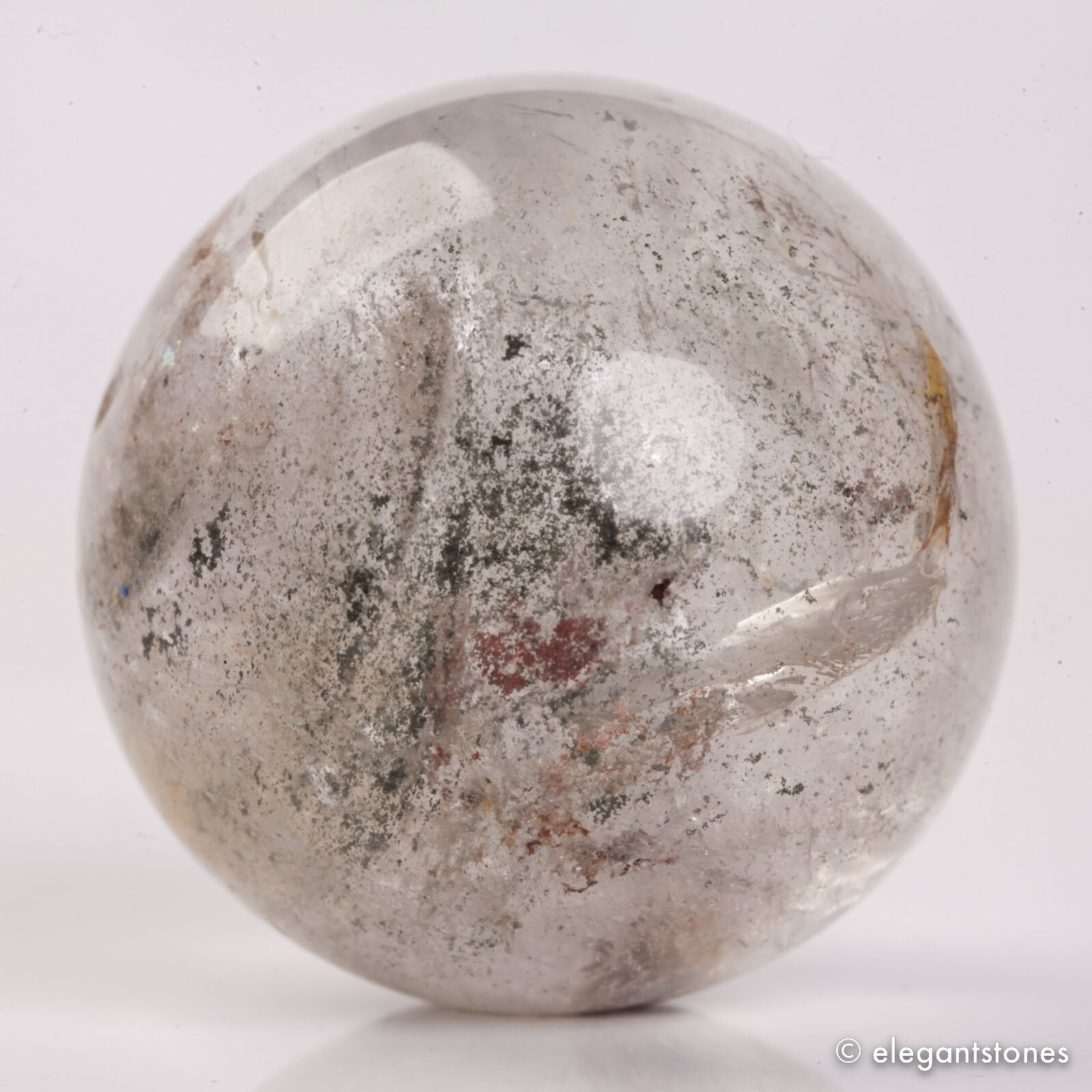 57g34mm Natural Garden/Phantom/Ghost/Lodolite Quartz Crystal Sphere Healing Ball