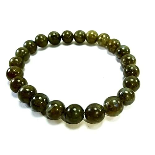 labradorite Smooth Round Gemstone Beads Elastic Cord Bracelet 8 mm size