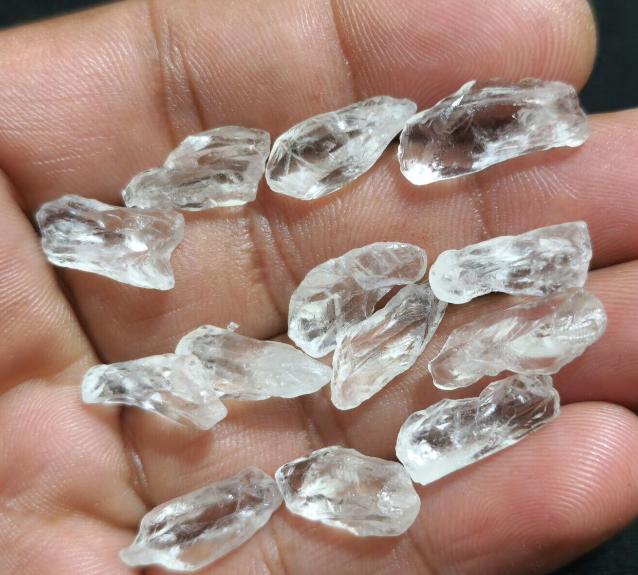AAA+ Wonderful Crystal Quartz Raw 13 Pcs Lot Size 16-20 MM Rough Loose Gemstone