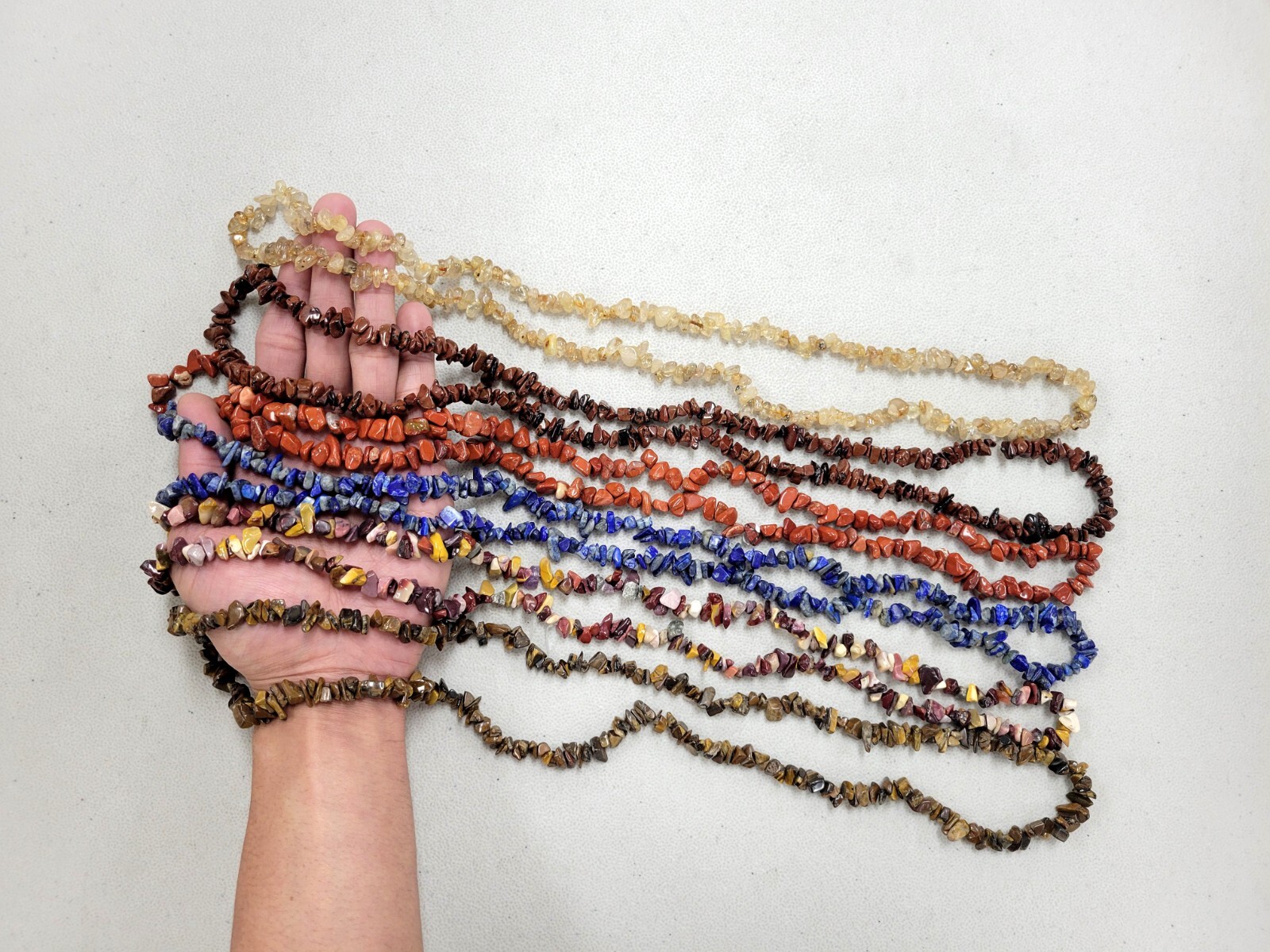 Natural Crystal Stone Chips Drilled Gemstone Beads Irregular Freeform 34″ Strand