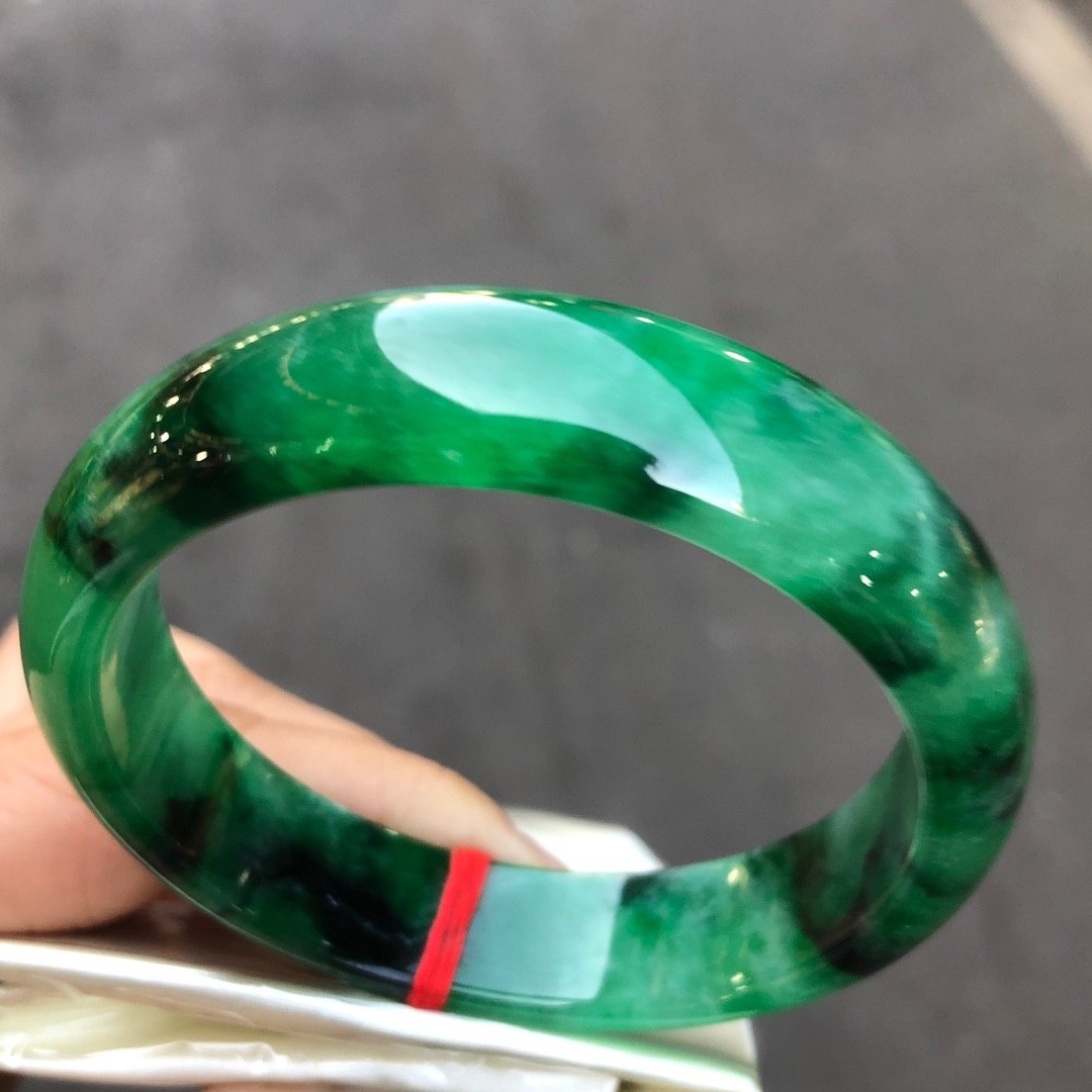 Certified Natural Grade AAA Ice Green Burmese Jade jadeite bracelet bangle 59MM