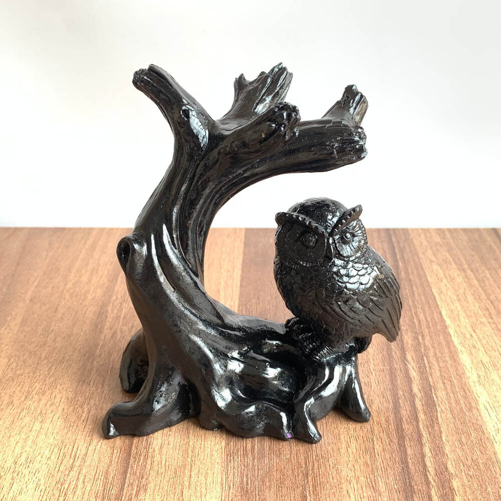 5 Colors Owl Resin Sphere Holder Stand Base Natural Crystal Ball Hand Decoration