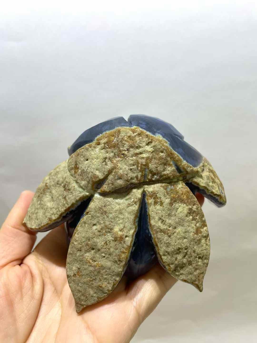 1pc Natural Agate Geode Quartz Carved Lotus Skull Crystal Reiki Healing Decor