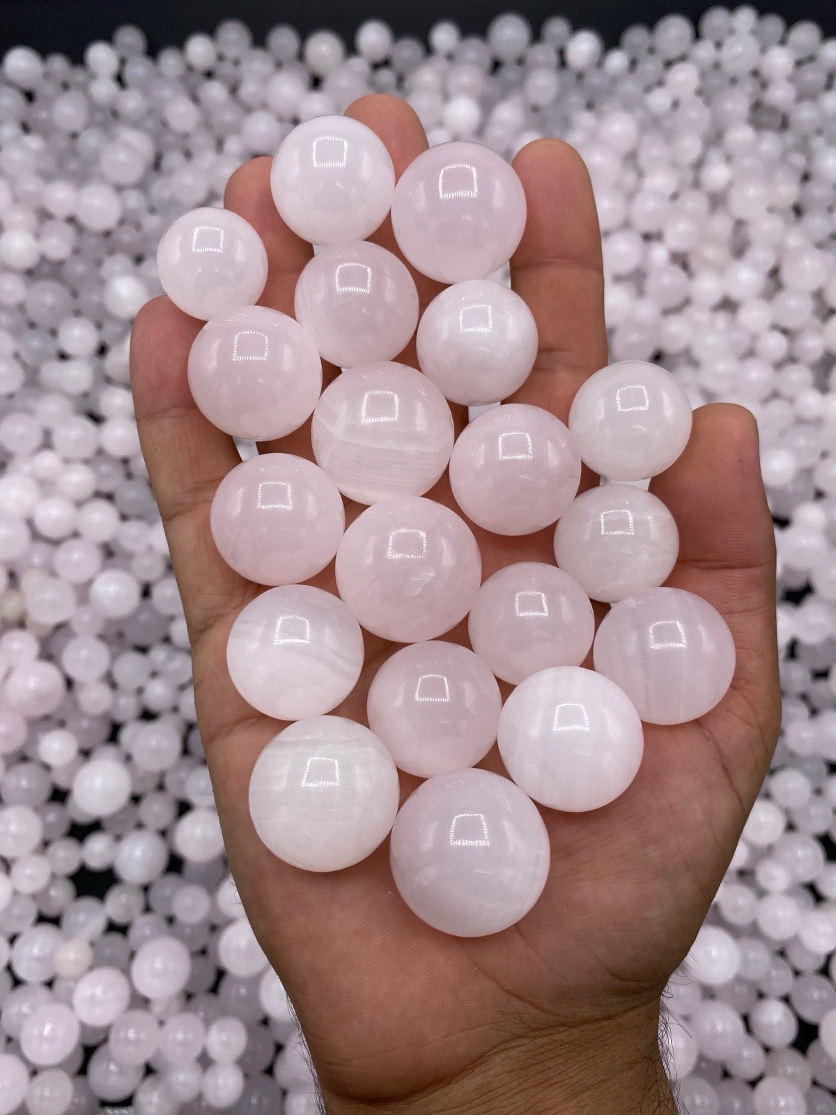 100pcs Pink Mangano Calcite Round Beads Smooth Loose Gemstone Beads for Jewelry
