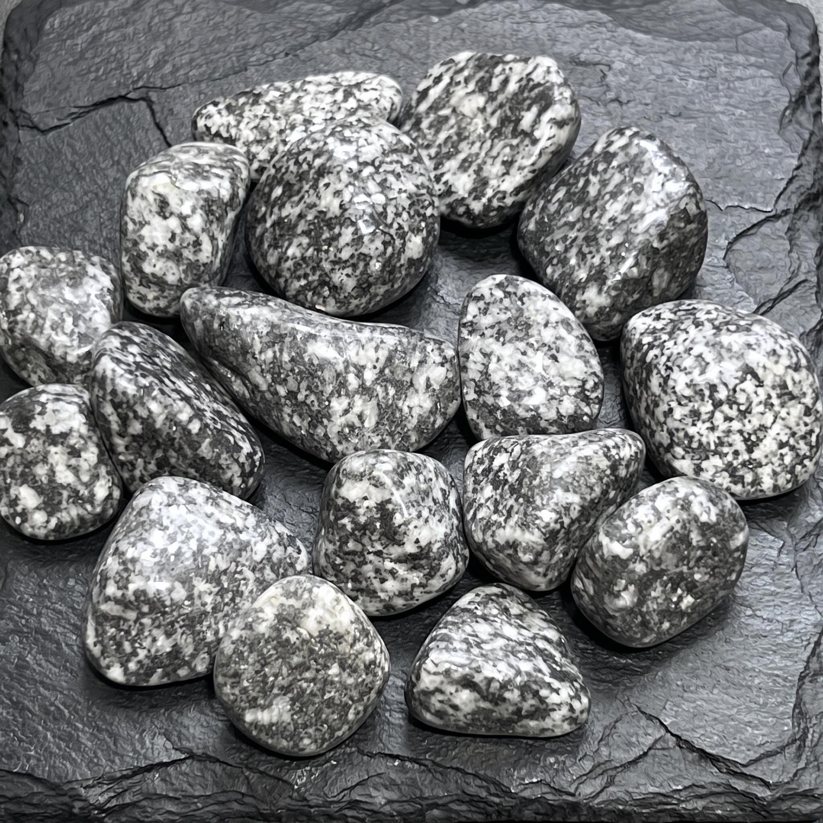Salt and Pepper Diorite Tumbled Stones (By The Piece or Pound) Genuine Mineral