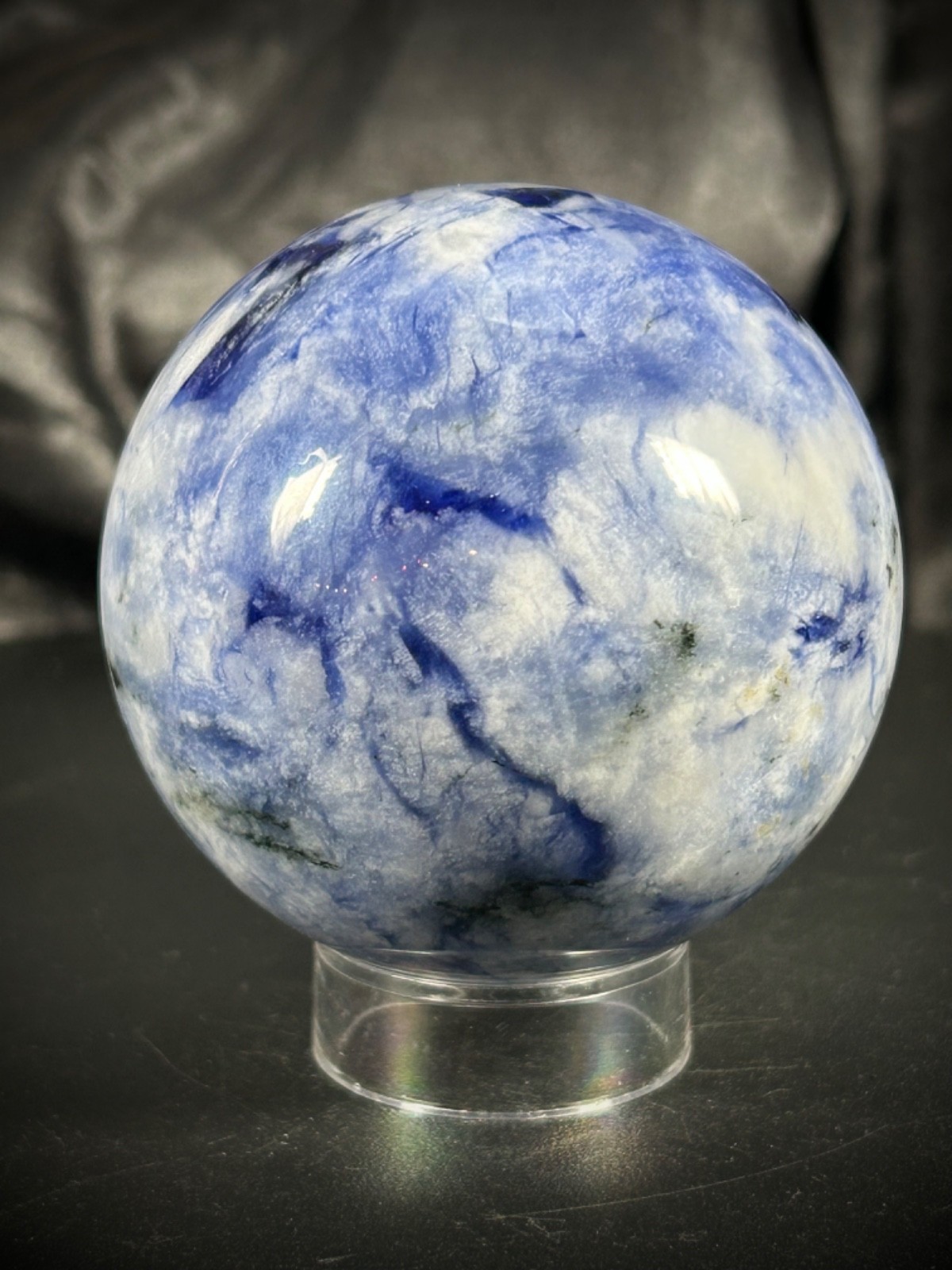 2.52” Afghanite Sphere With Acrylic Stand – Amazing UV 12.5oz (354 grams)