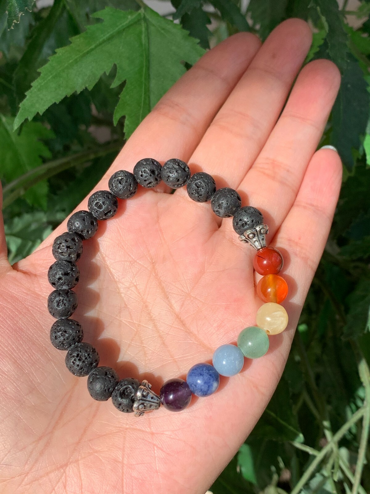 Lava Rock & 7 Chakra Stone Bracelet 8mm, Genuine Gemstone Bead, Wholesale Bulk