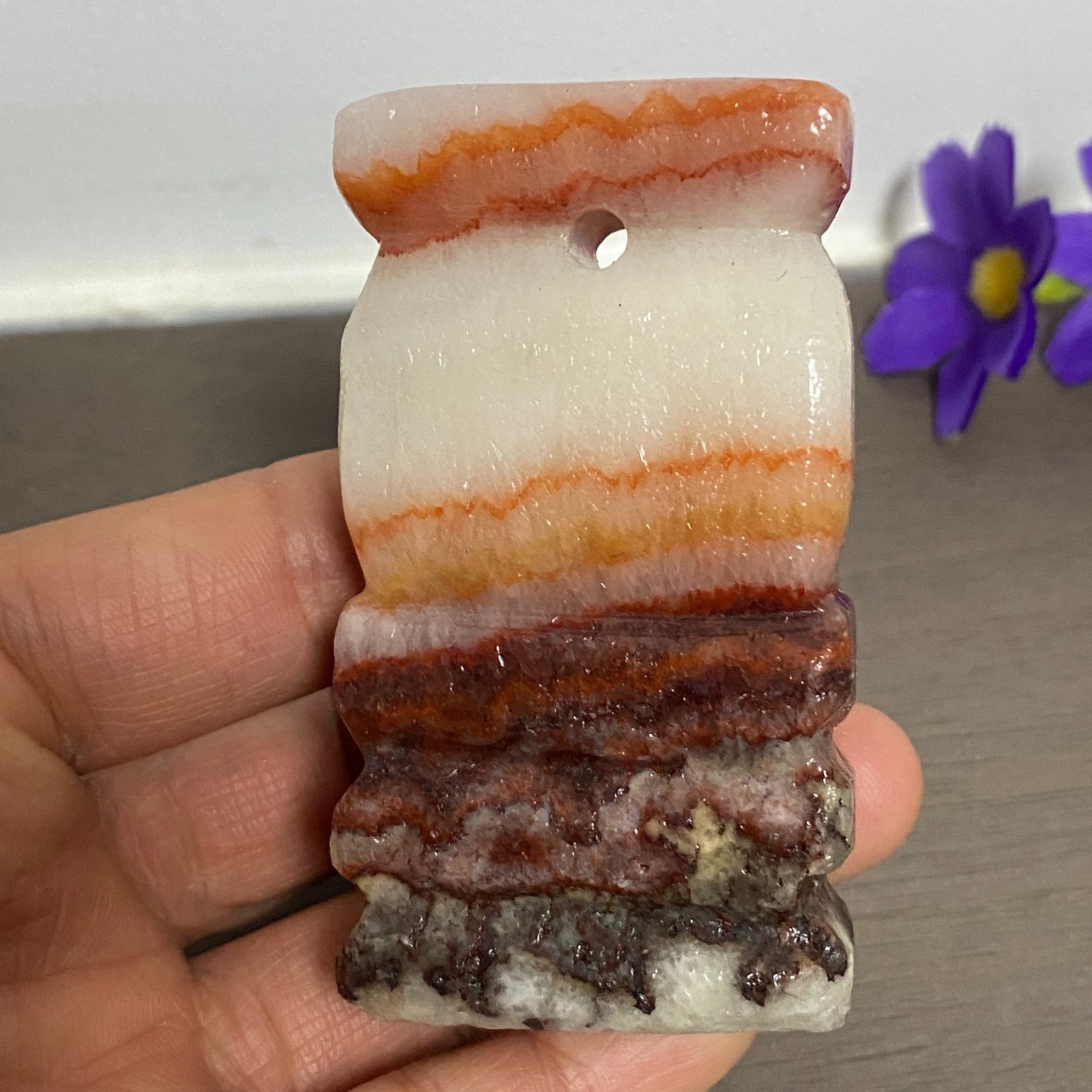 72-40-17mm NATURAL Pork stone quartz crystal Hand carving marbled meat