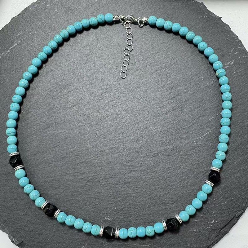Handmade Turquoise Choker Bead Necklace Healing Reiki Energy Gift For Men