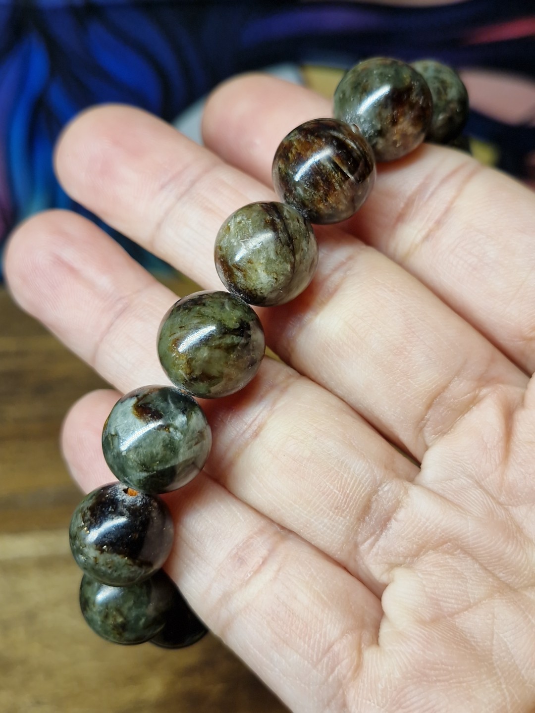 Rare Green Lepidolite 13mm Bead Stretch Bracelet 20.8cm