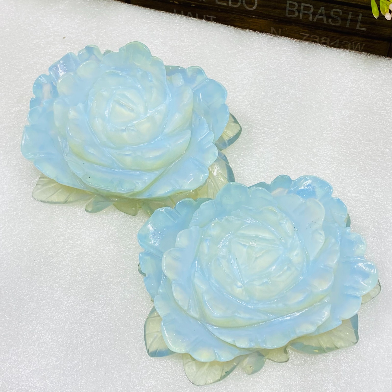 A++ 110mm+ Natural Opal quartz Flower hand Carved crystal healing 1PC