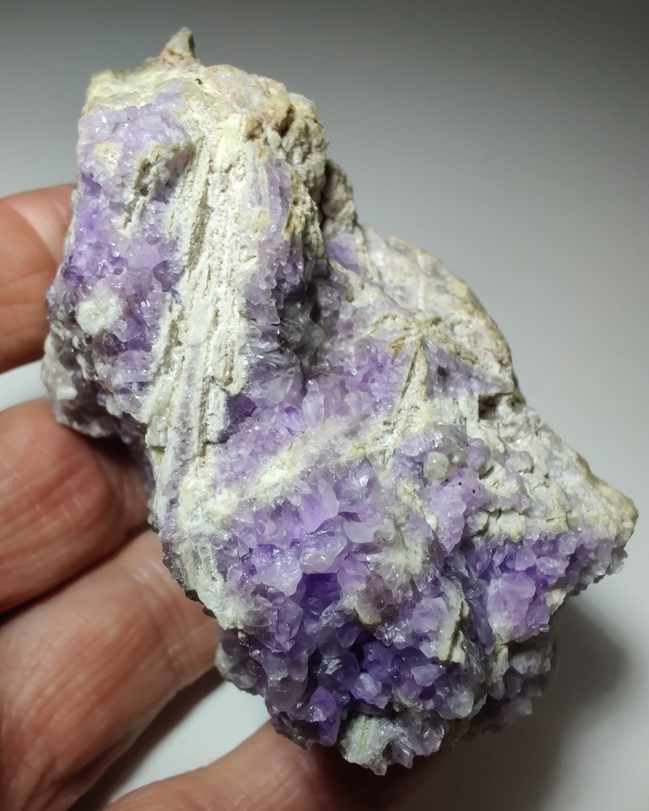 Beautiful Amethyst and Anhydrite specimen. Prospect Park, New Jersey. 268 grams.