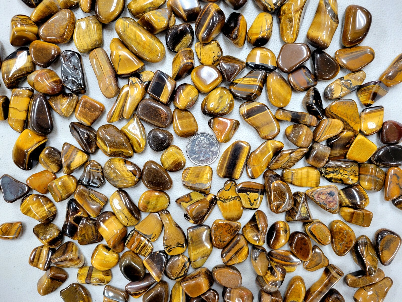 Tumbled Tigers Eye Crystal Stones, 1/2 inch to 1.5 inch, Golden Tiger’s Eye
