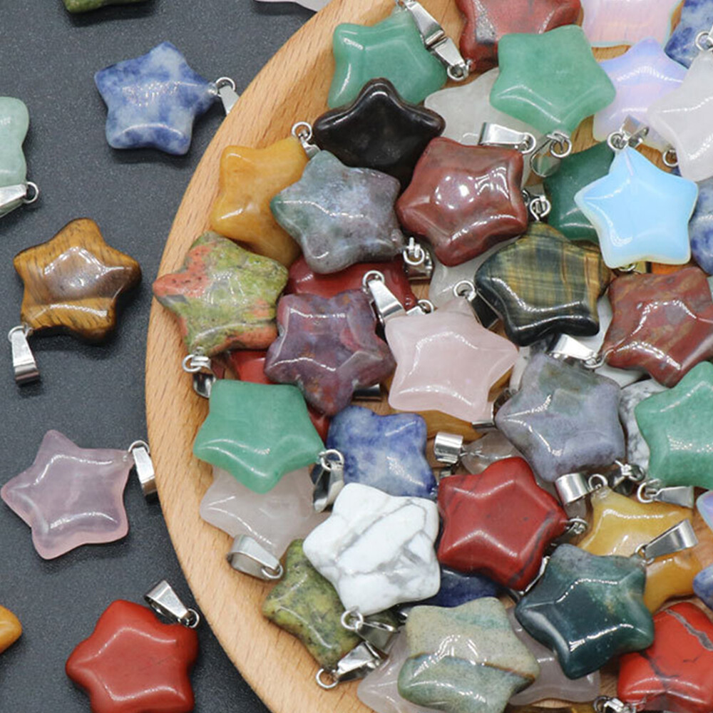 20mm Crystal Star shape Pendant Beads for Jewelry Making Necklace Charm Healing