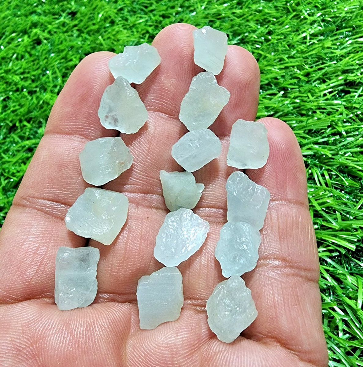 12 Pcs Blue Aquamarine Gemstone Rough Lot 8-20mm Loose Stones Jewelry Making
