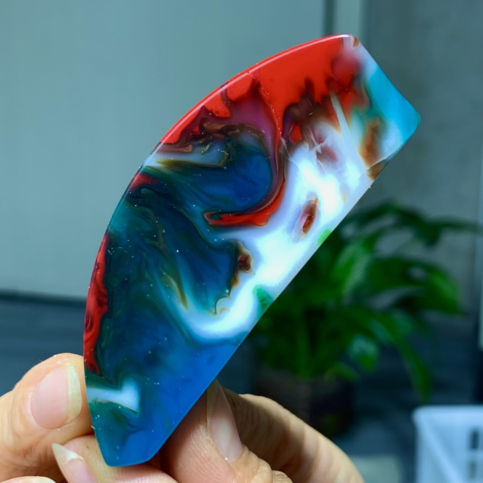 85G Natural NanHong Agate block multicolored Pattern Cabochon mineral Crystal