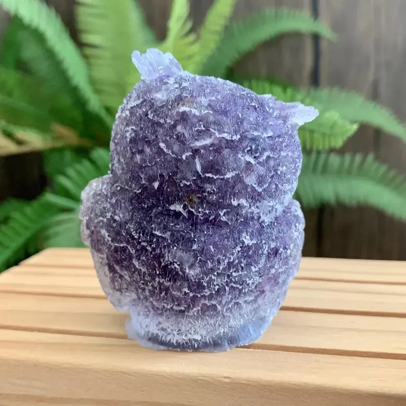 Natural Amethyst Crystal Orgone Owl Figurine Statue Carving Home Decor 2.5″