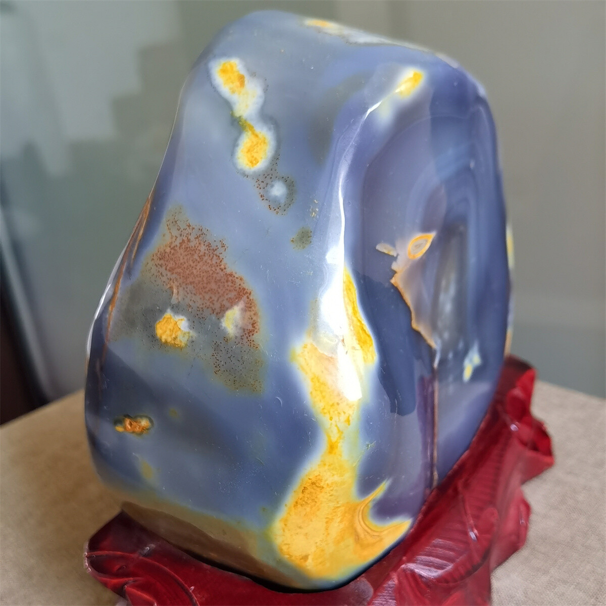 2.45Kg Beautiful Colourful agate Geode polishing furnishing article A712
