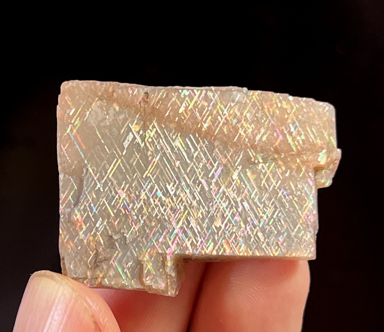 63ct 34mm RAW Rainbow Lattice Sunstone, both sides beautiful