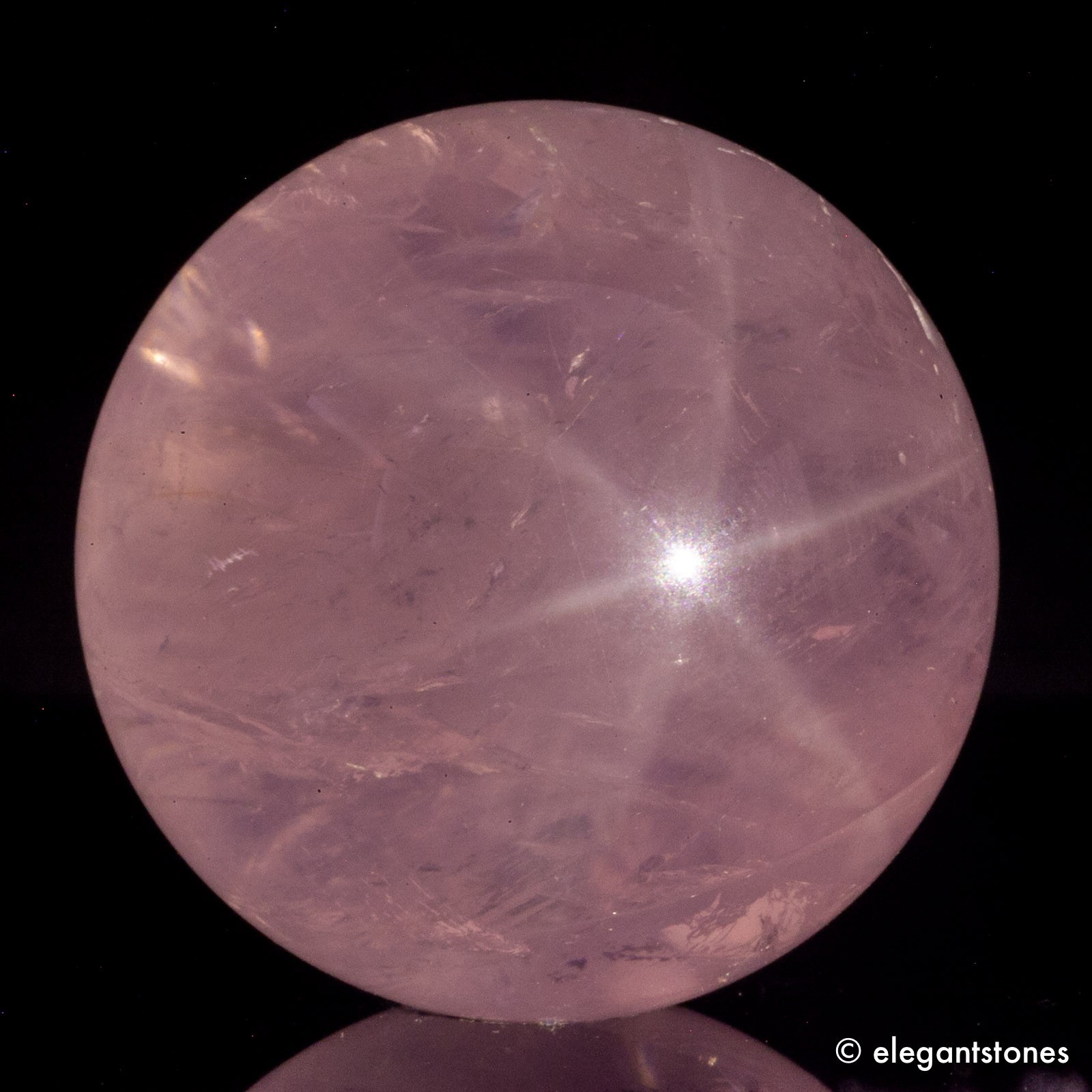 47g32mm STAR (Visible in Flash) Rose Quartz Sphere Crystal Ball Natural Healing