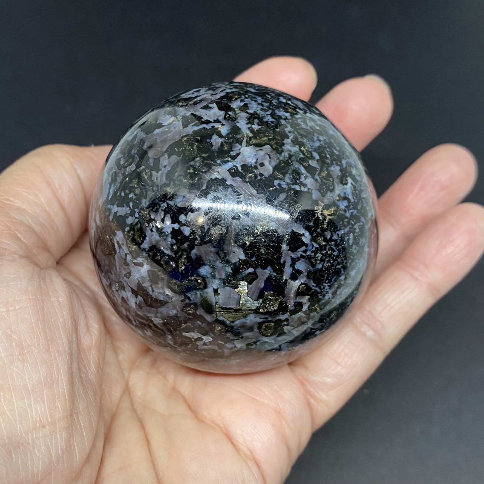 Indigo Gabbro (Mystic Merlinite) Sphere From Madagascar 374g 61mm