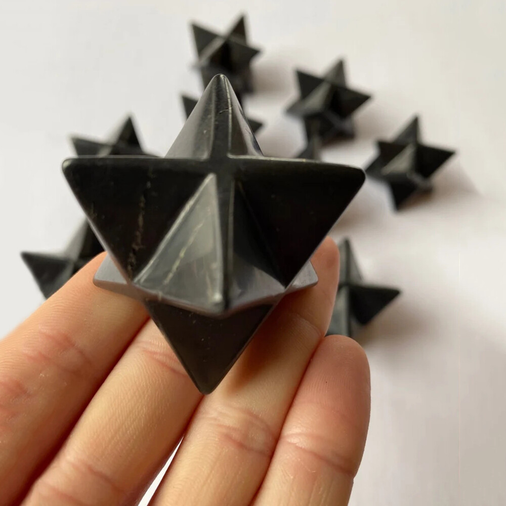 SHUNGITE Crystal Merkaba – Star, EMF Protection, Gothic Home Decor Healing