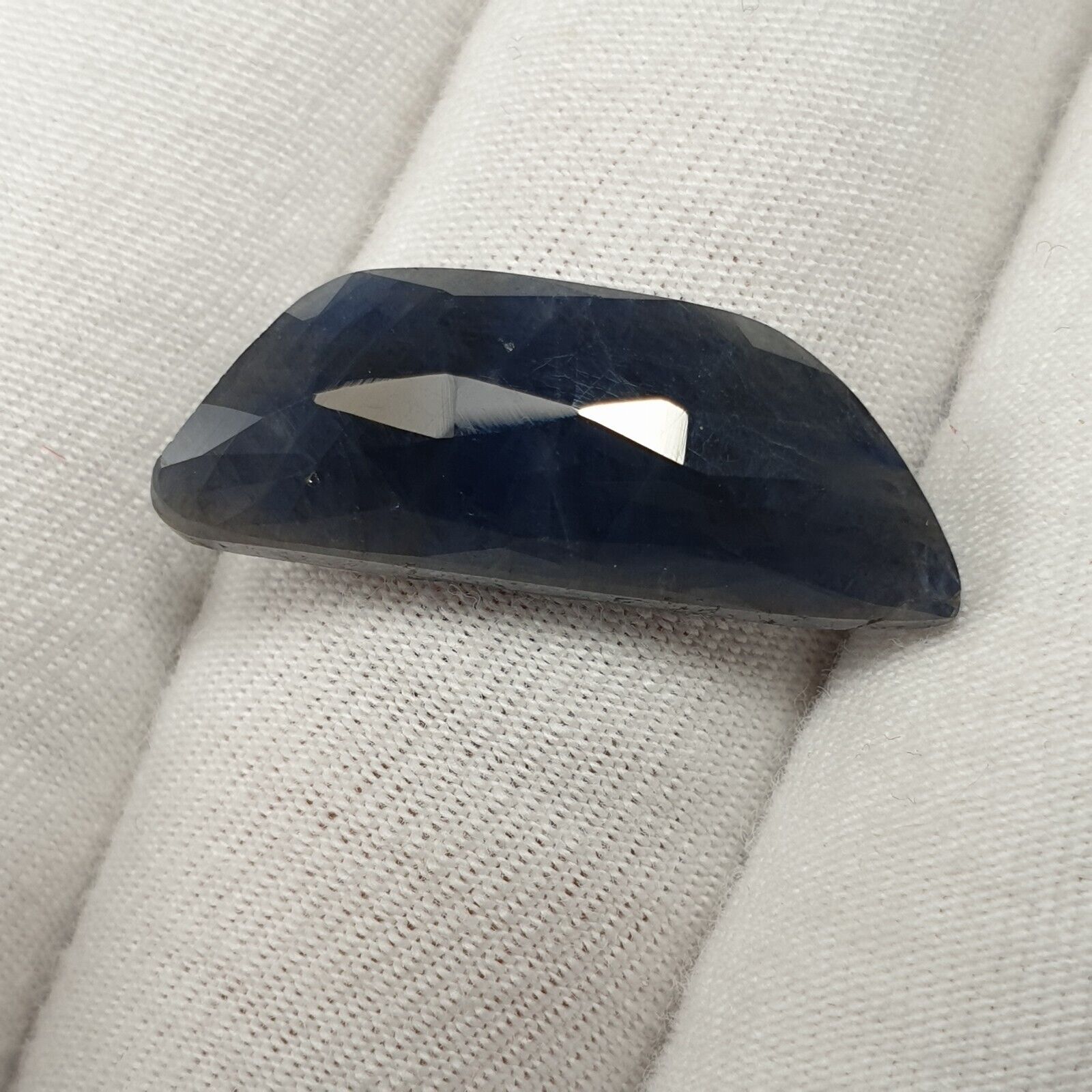 100% Natural Blue Sapphire 9.50×24 MM Decorated Flake Shape Faceted Cut