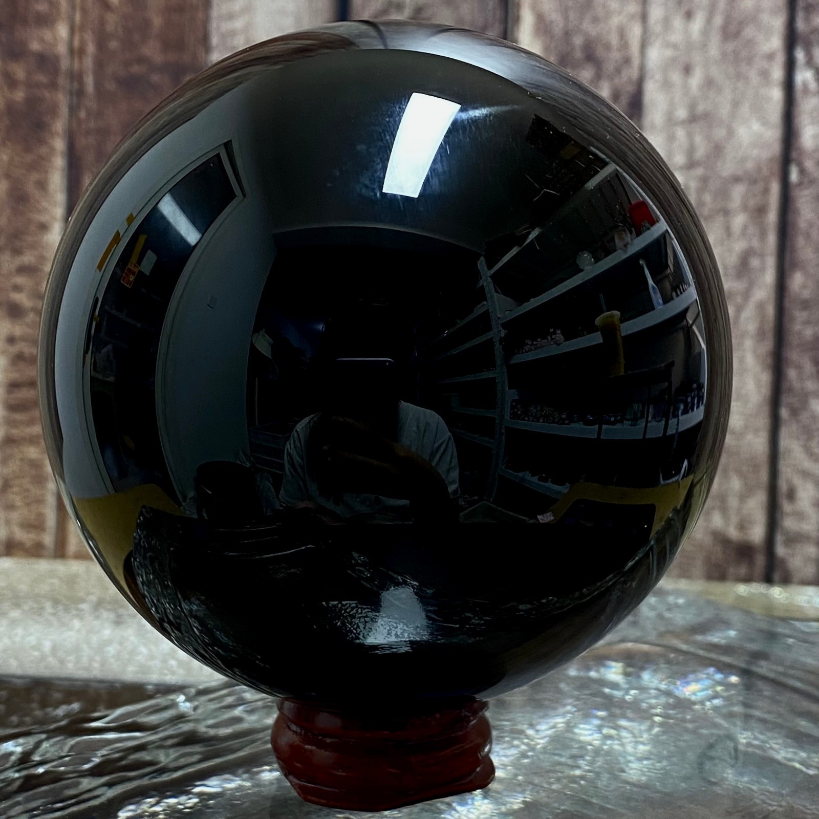Natural Obsidian Crystal Ball – Polished Black Sphere for Home Decor 935 g