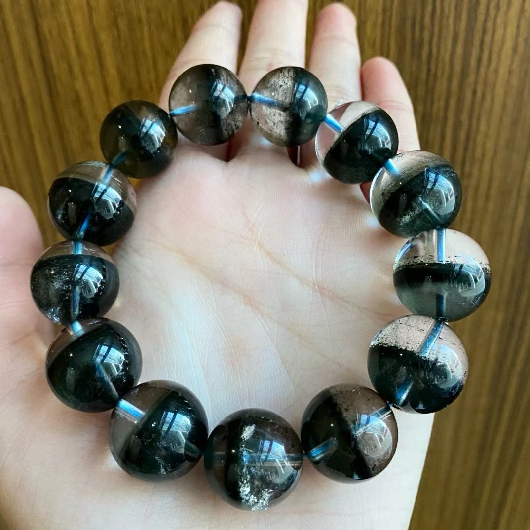 17MM top！ Natural green Ghost Phantom quartz crystal energy bracelet