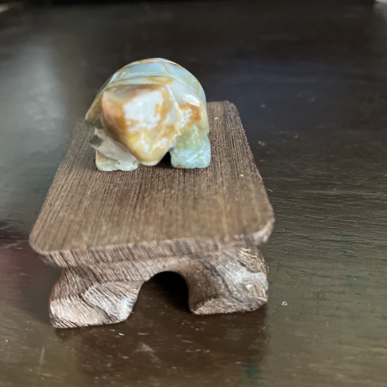 Hand Carved Stone Moss Agate Tortoise 1.8 Inch New