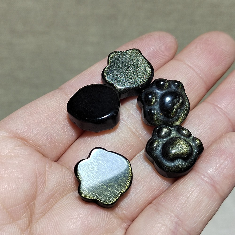 5pcs Natural Golden Obsidian Cat Claw Skull Carved Quartz Crystal Skull healing