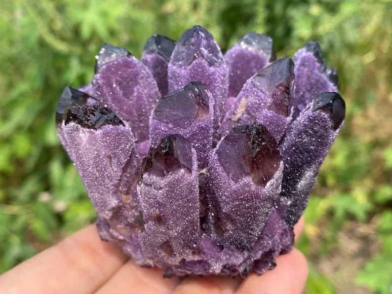 1000G Natural Crystal Dark Amethyst Cluster Raw Purple Quartz Geode Healing Deco