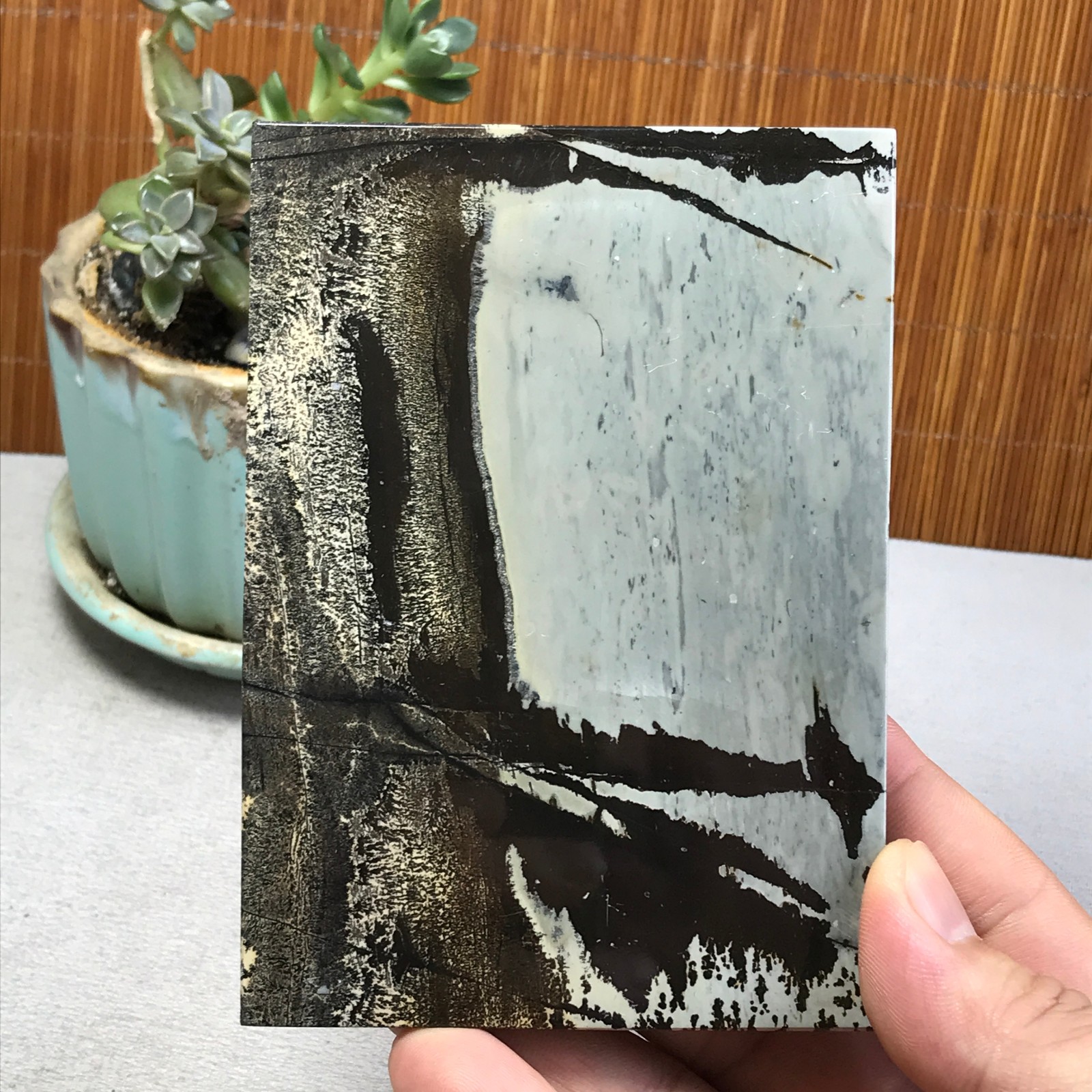 240g Natural Chinese painting stone crystal ornaments for home decoration A6411