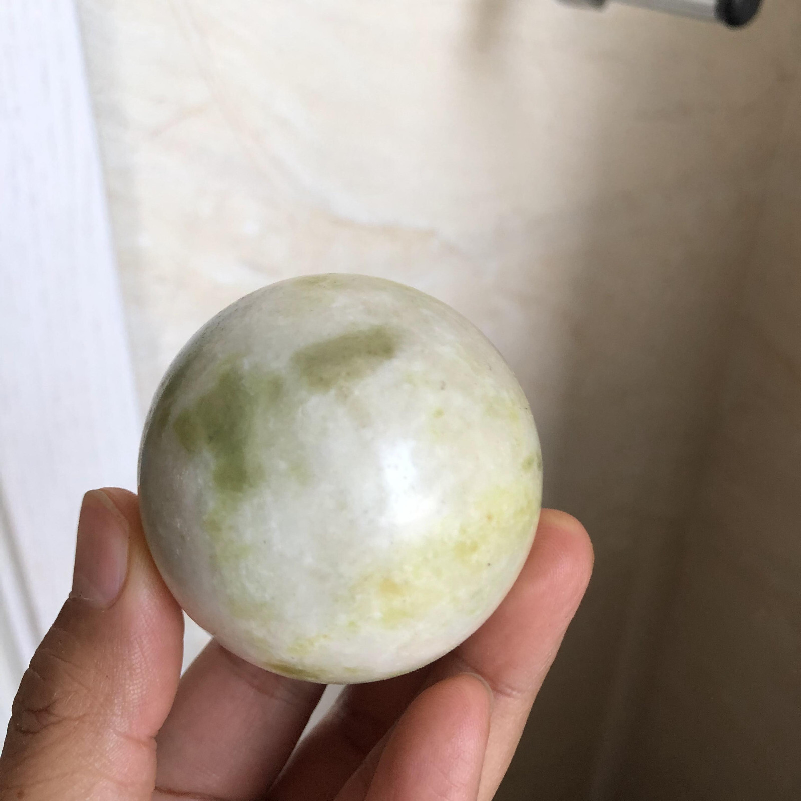53mm Rare Natural yellow jade Semi-precious crystal Ball sphere 223g A2522