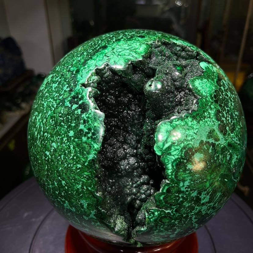 26LB Natural malachite ball quartz crystal energy ball reiki healing