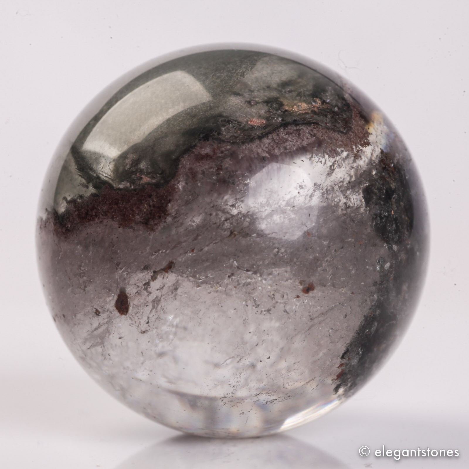 61g35mm Natural Garden/Phantom/Ghost/Lodolite Quartz Crystal Sphere Healing Ball