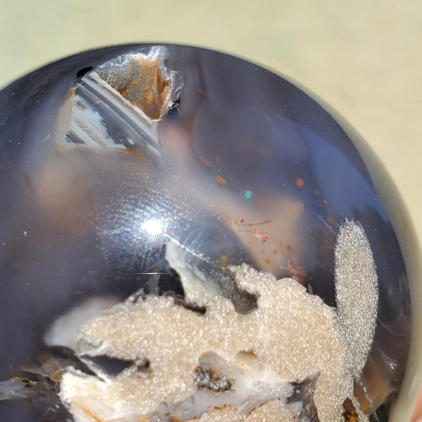 Dark Blue Flower Agate w/ Transparency Sphere | A Grade | 162 grams