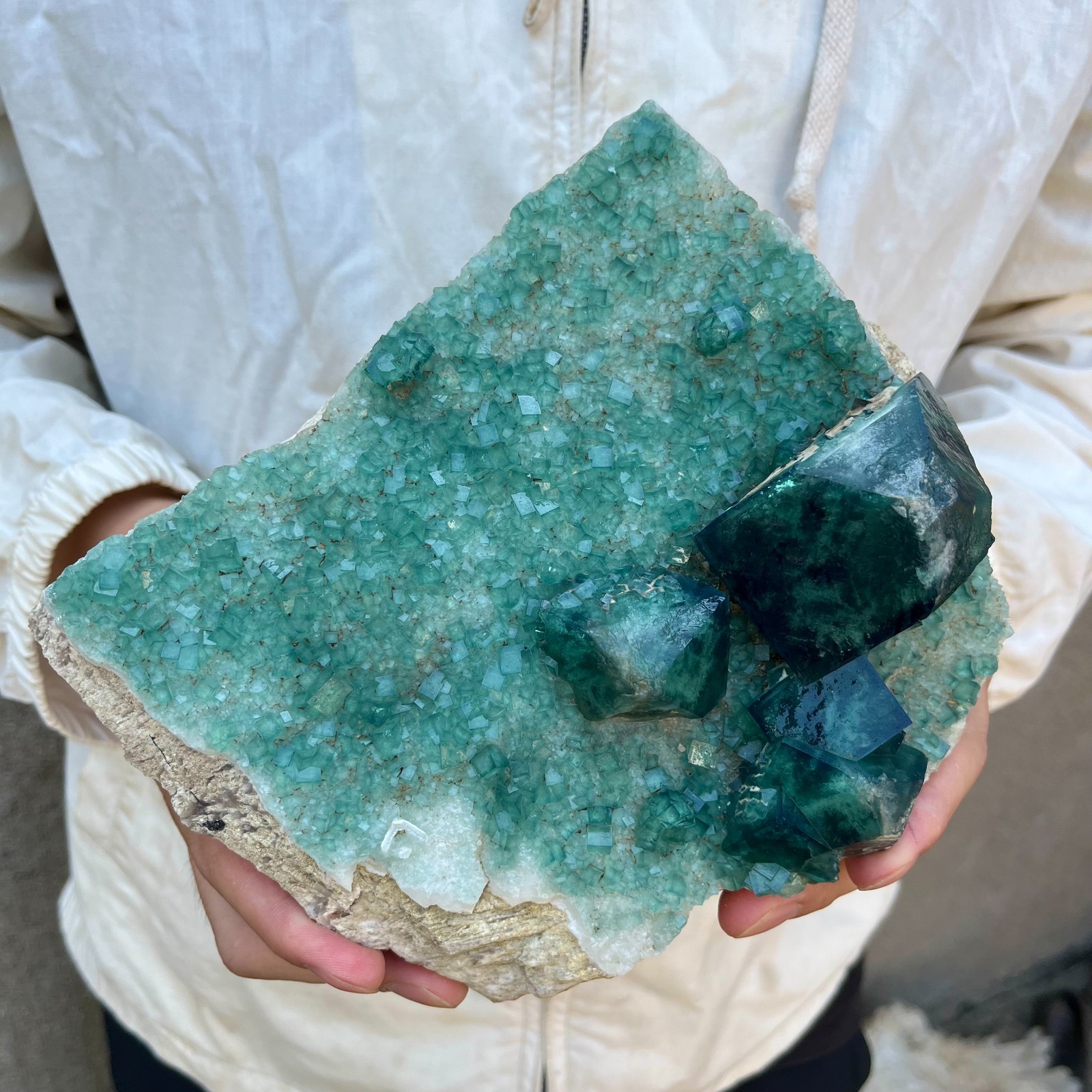 5.5LB Natural cubic green fluorite crystal cluster rough mineral specimen