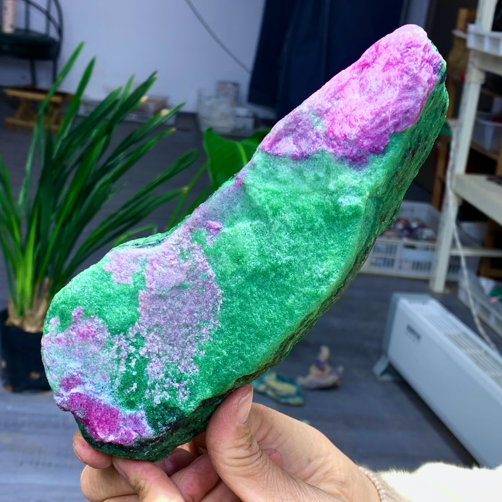 2.54LB Natural green Ruby zoisite (anylite) crystal Chakra Healing Energy A763