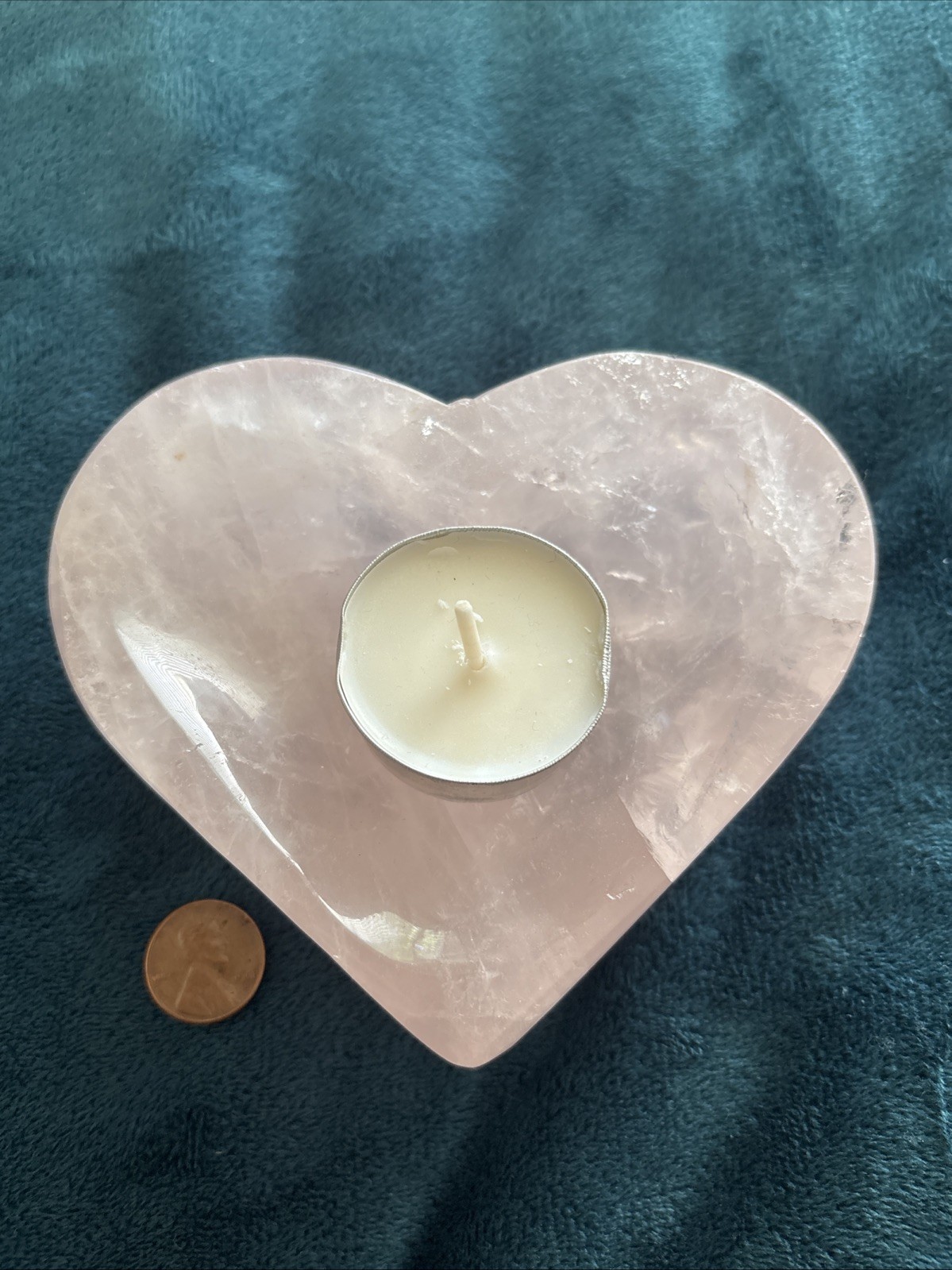 Large Rose Quartz Crystal Heart Bowl Handmade Crystal Home Office Decorative