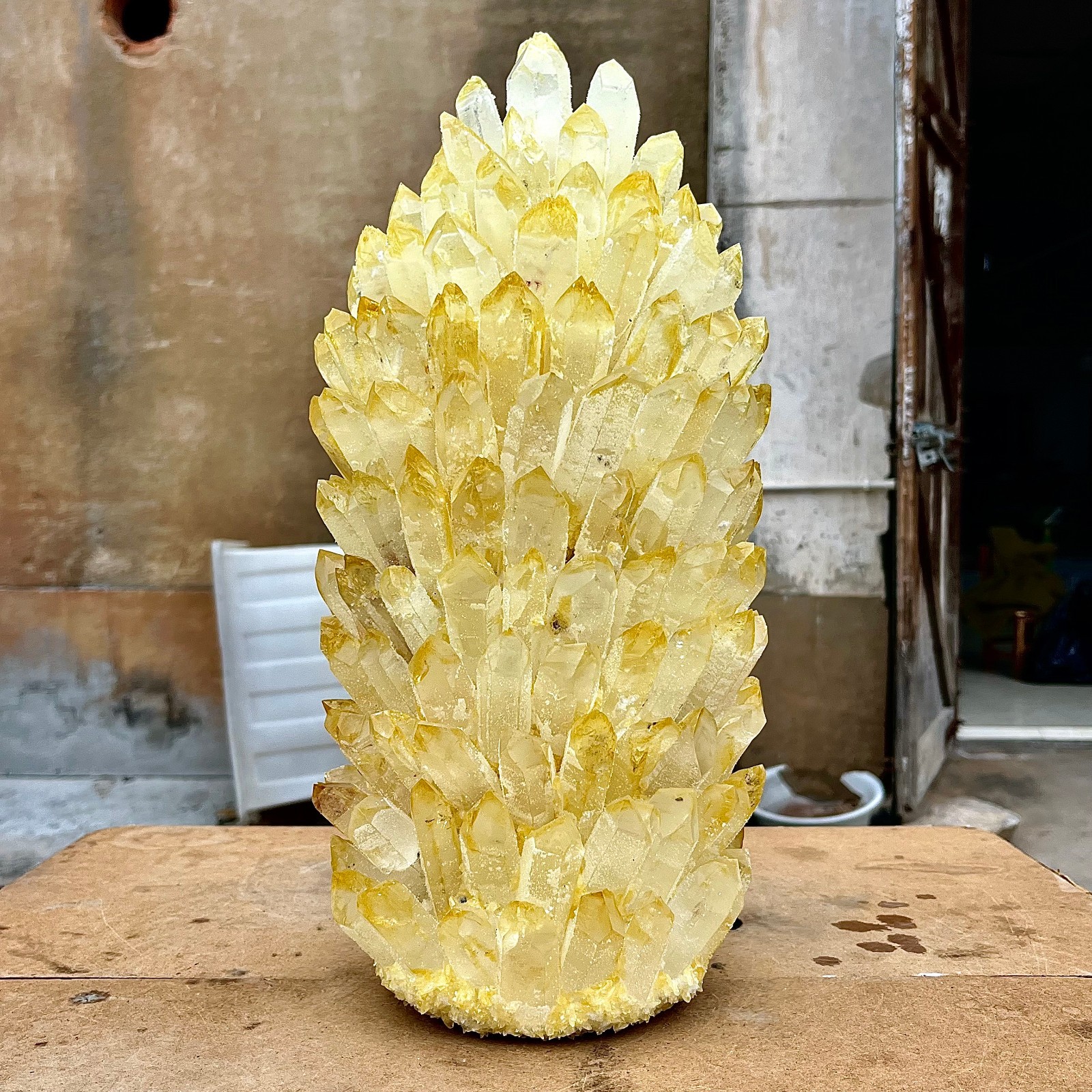 31.06LB Yellow Ghost Phantom Crystal Cluster Flower Raw Crystal Heal Quartz Deco