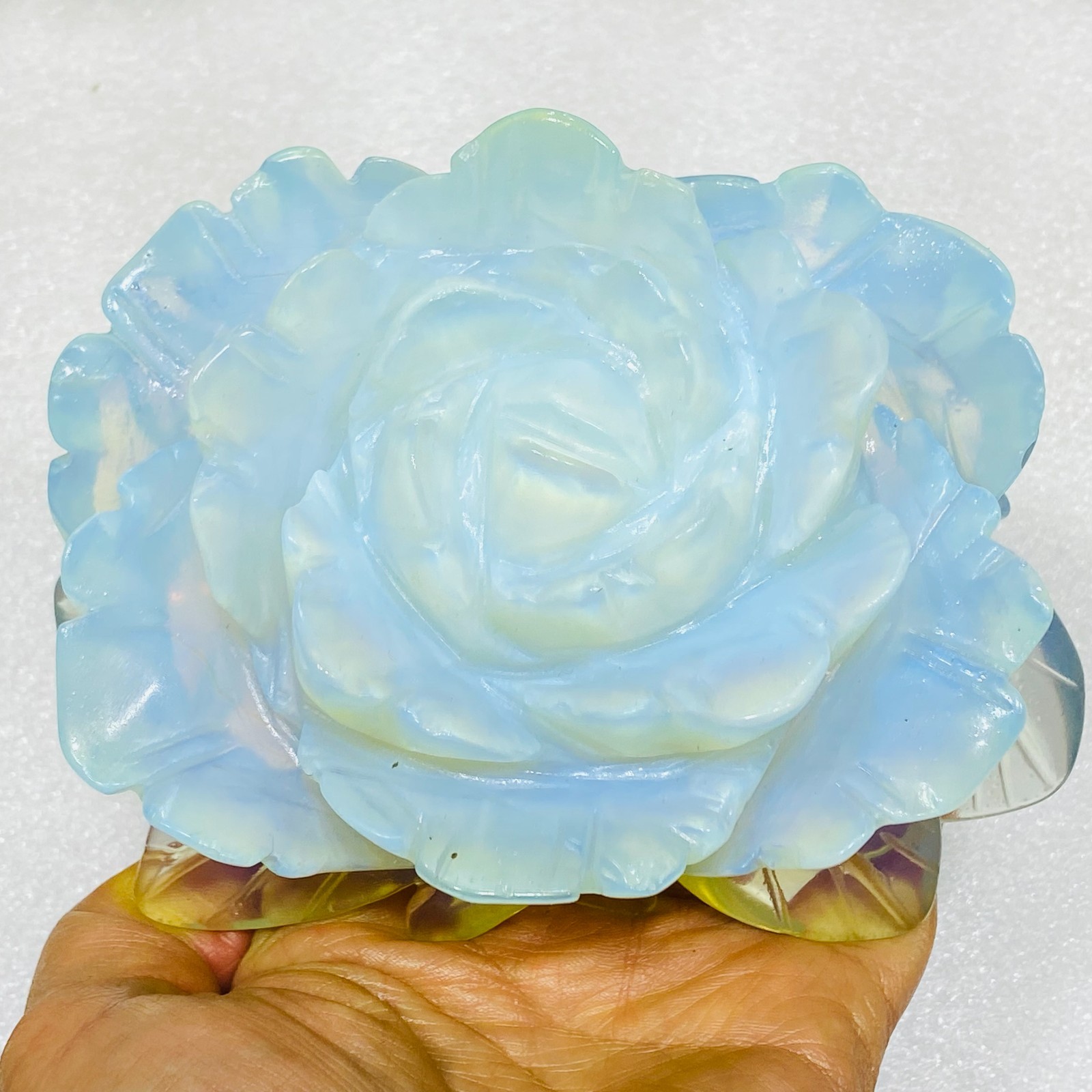 A++ 110mm+ Natural Opal quartz Flower hand Carved crystal healing 1PC