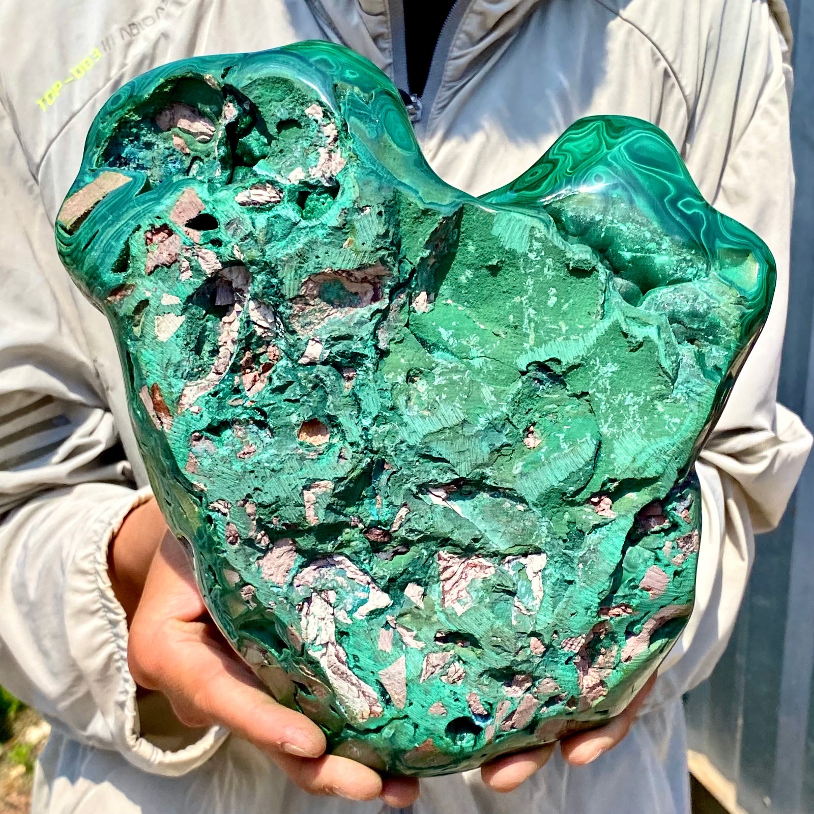 9.92LB Natural glossy Malachite transparent cluster rough mineral sample