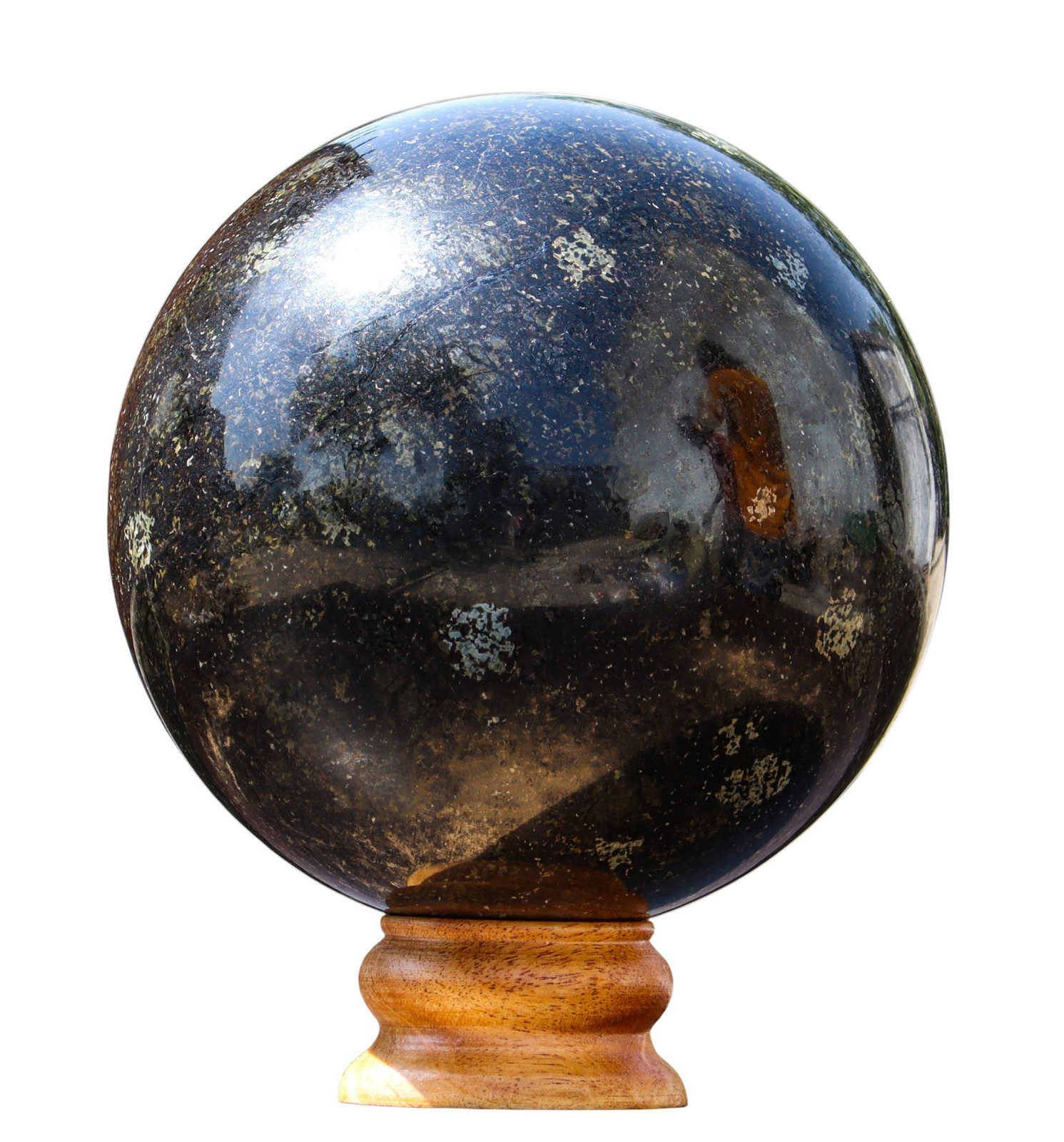 Natural Black NUUMMITE Crystal Home Decor Handmade Gift Polished Sphere 145mm