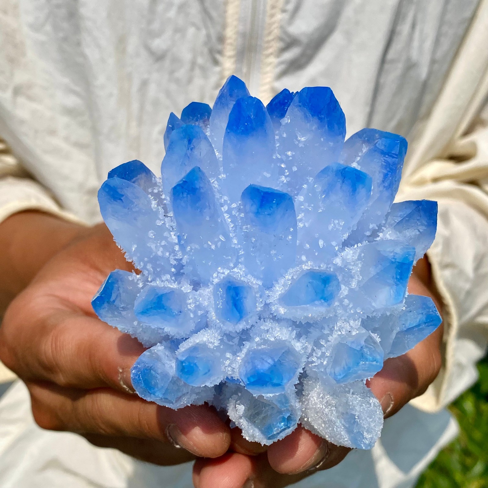 405G New Find blue Phantom Crystal Quartz Cluster Mineral Specimen Healing