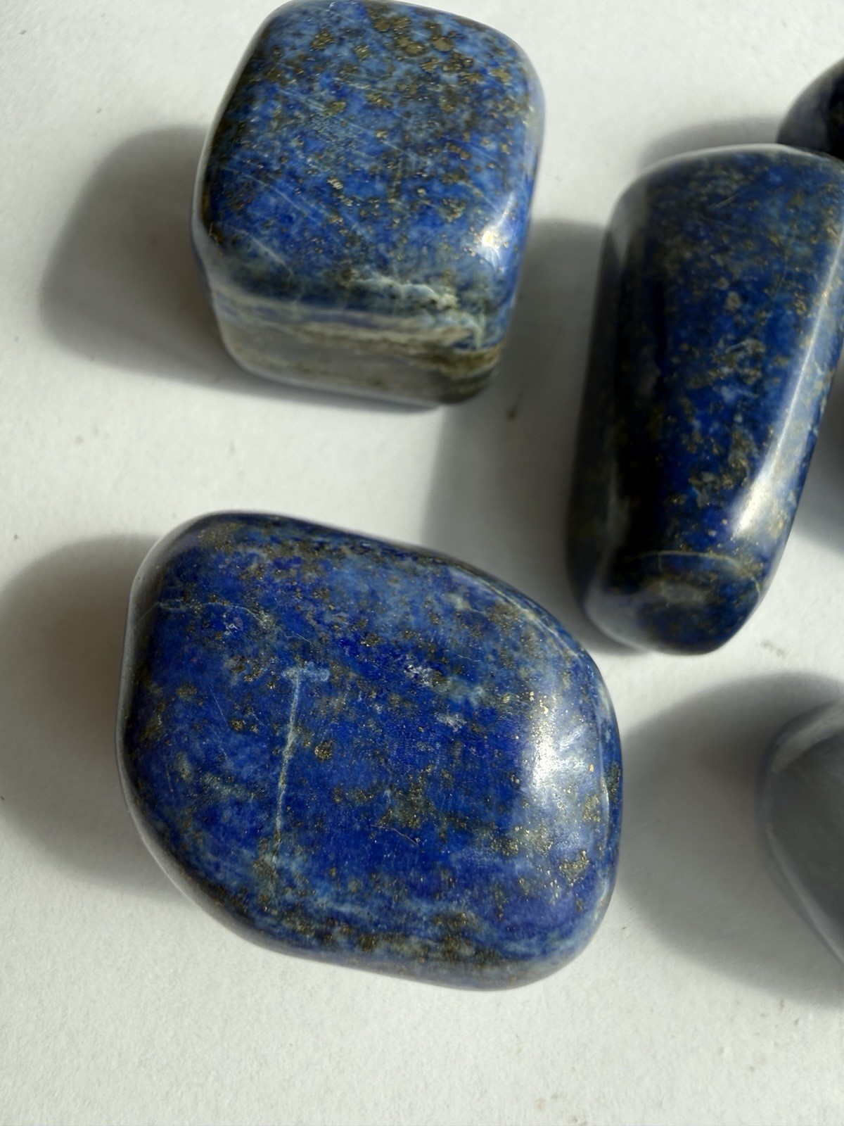 Natural Lapis Lazuli Tumbled Stones Lot 6 Pcs Polished Crystals Pyrite 192g