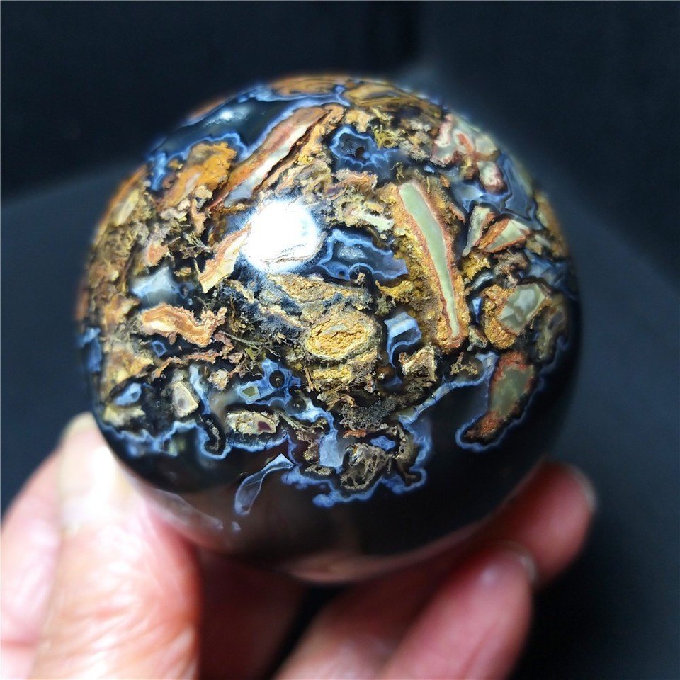 RARE 238.3g Natural Polished Colorful Agate Stone Ball Healing Madagascar AB1600