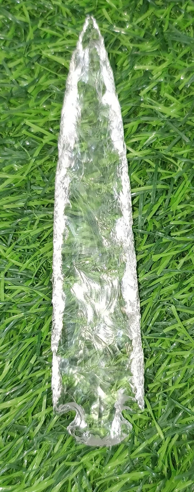 Large Rock Crystal Quartz Arrowhead, Glass Crescent Gemstone for Jewelry Making