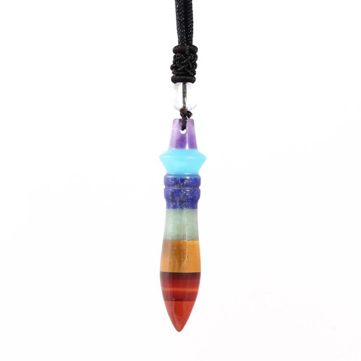 Natural Crystal Quartz Amethyst Fluorite Stone Pharaoh Scepter Pendant Necklace